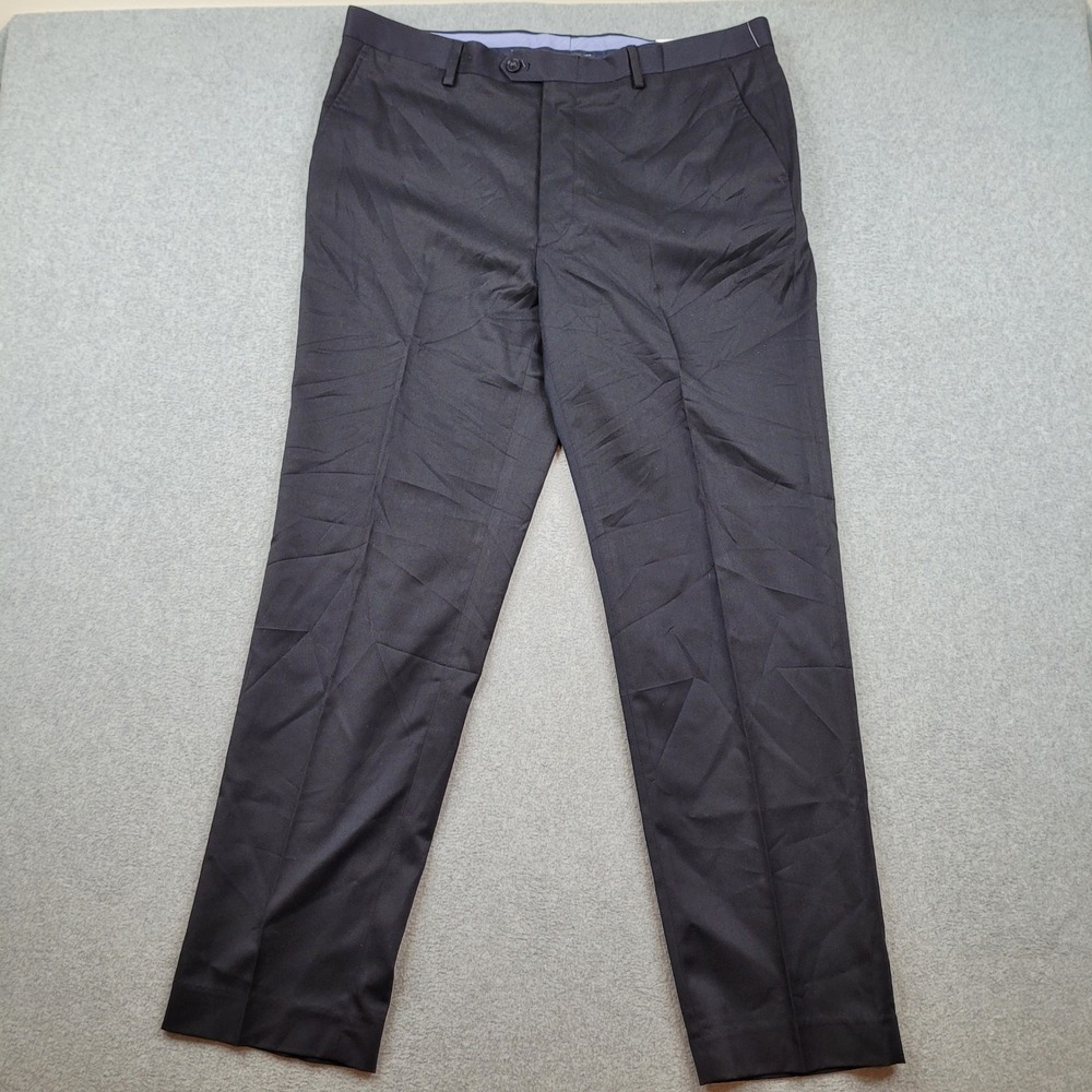 Tommy Hilfiger Warren Dress Pants Mens 38x32 Navy Blue Flat Front Stretch